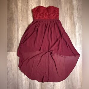 Strapless Burgundy Dress